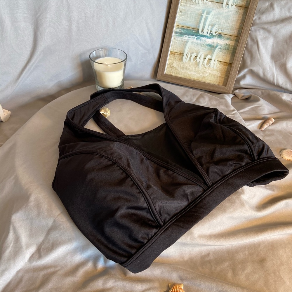 Forever 21 black bikini mesh trim top